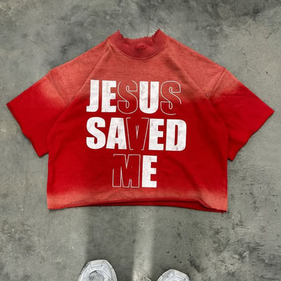 ストリートウェア オーバーサイズのTシャツ カスタム 酸洗い ヴィンテージTシャツ 重量綿 箱型 カットTシャツ 男性用