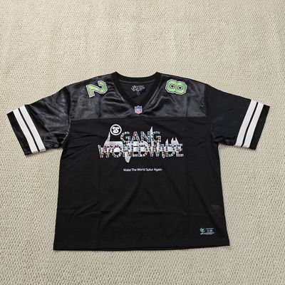 カスタムラインストーンスクリーン印刷ロゴアメリカンレトロフットボールジャージーメンズ高品質メッシュボックス型クロップドラグビージャージー